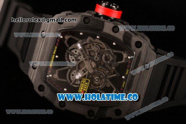 Richard Mille RM35-01 Bubba Watson Tourbillon Manual Winding Carbon Fiber Case with Skeleton Dial and White Dot Markers - Click Image to Close